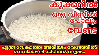 കുക്കറിൽ ഒരു വിസില് പോലും അടിയ്ക്കാതെ ചോറ് വേവിച്ചാലോRice cooking in Cookerഎന്താ കിടുക്കില്ലേ [upl. by Anyar]