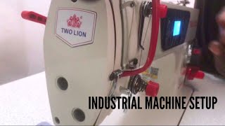 THREADING AN INDUSTRIAL SEWING MACHINE AND SETTING IT UP  EASY WAY TO SET A SEWING MACHINE [upl. by Gabor]