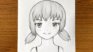 How to draw an anime character girl step by step easy  Easy anime drawing Anime girl face tutorial [upl. by Yrekcaz]