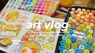 🌱cozy art vlog with ohuhu watercolors and art markers 🌱 [upl. by Karrah]