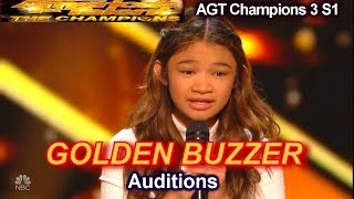 Angelica Hale wins Golden Buzzer sings Fight Song Audition Americas Got Talent The Champions 3 AGT [upl. by Guzel673]