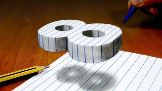 3D Trick Art On Line Paper Floating Number 8 [upl. by Copp832]