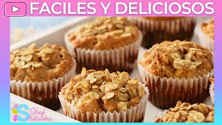 🍎MUFFINS de MANZANA y AVENA Desayuno que NO ENGORDA Sandra ChefPastelera [upl. by Mariquilla368]