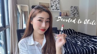 MAC DEVOTED TO CHILI  Powder Kiss Lipstick Swatch amp Review on Asian Skin Tone 💄 [upl. by Nichol699]