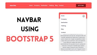 Create Navbar Using Bootstrap  Responsive Navbar Using Bootstrap 5  Navigation Bar With Bootstrap [upl. by Nnahteb]