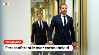 TERUGKIJKEN persconferentie over coronabeleid [upl. by Ellerad]