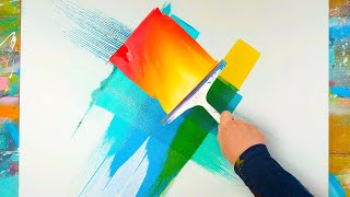 ABSTRACT ART PAINTING Demo With Acrylic Paint and Masking tape  Exactus [upl. by Assi]