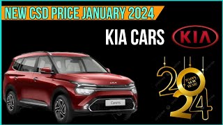 New CSD Price January 2024  Kia cars CSD price 2024  Kia sonet CSD price 2024  Seltos  CSD Cars [upl. by Rivkah]