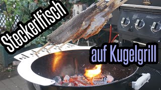 Steckerlfisch  Fisch am Spieß  auf Kugelgrill mit Fischhalter  BBQ und Grillen für jedermann [upl. by Sacrod]