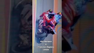 Bagnaia and Alex Marquez crash GP Aragon 2024 bagnaia alexmarquez crash motogparagon motogp [upl. by Cormick]