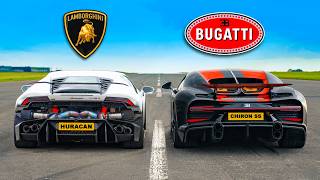 Bugatti Chiron SS v 1800hp Lambo Huracan DRAG RACE [upl. by Etteroma]