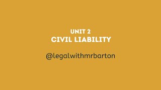 Unit 2 Aos1 VCE Legal Studies  Civil liability Part one [upl. by Lindner]