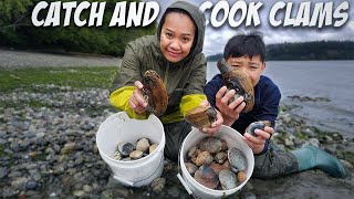 CLAM DIGGING IN WASHINGTON STATE catch and cook [upl. by Silda282]