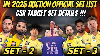 IPL Auction 2025 Official Players Set Details 😱  CSK Confirm Target [upl. by Eiluj377]