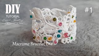 Makramowa bransoletka tutorial 1  Macrame bracelet Tutorial DIY 1  Lacy macrame DIY [upl. by Hoi31]