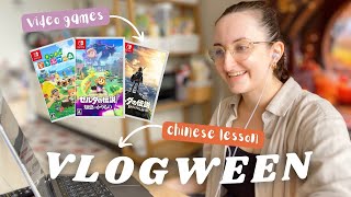 Playing VIDEO GAMES for language learning amp online CHINESE lessons 🍂🍁🎃 VLOGWEEN 5 [upl. by Lemire]