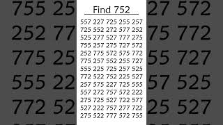 Optical Illusion IQ Test You Have The Eyes Of A Hawk If You Can Spot 752 In 6 Secs ytshortsviral [upl. by Akerue]