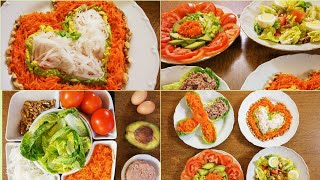 SALADES  4 Recettes de salades 🥗 Thon Carotte Radis Tomates Œufs Avocat 🥑 Le Monde de Marge [upl. by Aroled]