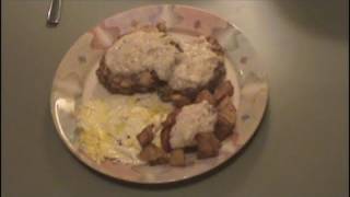 Country fried hamburger steak with home fries VR to Hickamfield2009 [upl. by Imhsar]