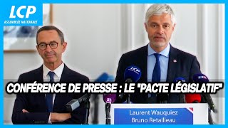 Conférence de presse de Laurent Wauquiez et Bruno Retailleau  le « pacte législatif »  22072024 [upl. by Ahsinauq]