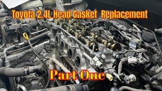 How To Replace The Head Gasket on 24l Toyota and Scion Motor Step by Step Part 1 of 4 [upl. by Acsehcnarf194]