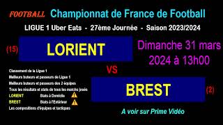 LORIENT  BREST  match de football de la 27ème journée de Ligue 1  Saison 20232024 [upl. by Shaughnessy12]