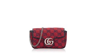 Gucci Canvas GG Marmont Matelasse Diagonal Super Mini Shoulder Bag Red Blue [upl. by Adyela]