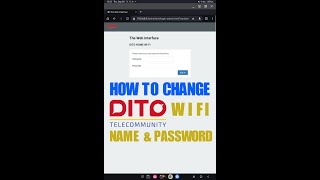 DITO Wifi change Name and Password [upl. by Kwapong]