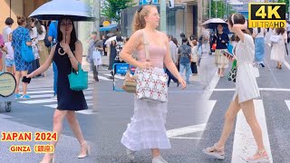 4k hdr japan travel 2024  Walk in Ginza（銀座）Tokyo japan  Relaxing Natural City ambience [upl. by Sahc]