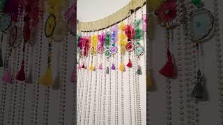 Beaded curtain with colorful tasseled embellishments  backdrop handcrafted [upl. by Oriaj961]