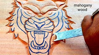 wooden carving Cheetah face [upl. by Yrad768]