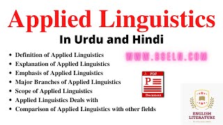 Applied Linguistics Lecture in Urdu and Hindi Applied Linguistics Introduction Notes PDF [upl. by Vanthe779]