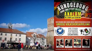 Anklam  Große Volksversammlung friedliebender besorgter WutbürgerInnen für Frieden Freiheit etc [upl. by Atla361]