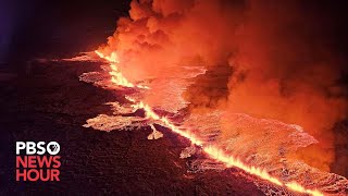 WATCH LIVE Lava flows from an erupting Fagradalsfjall volcano in southwestern Iceland [upl. by Scarito]