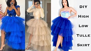 HOW TO MAKE A HIGH LOW TULLE SKIRT WITH AN ELASTIC WAIST BAND Layered Tulle SkirtTiered Tulle skirt [upl. by Odlanir]