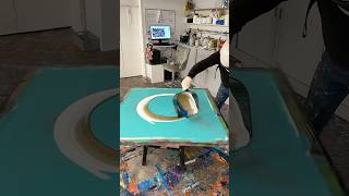 Amazing dustpan paint pour ⬆️⬆️⬆️ full video art painting livestreaming swarezartcom [upl. by Aikemaj638]