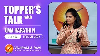 Toppers Talk with Uma Harathi N AIR 3  Vajiram amp Ravi [upl. by Muiram]