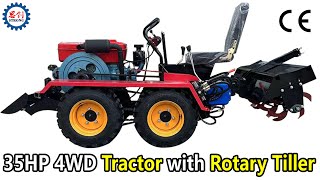 Chinese 35HP 4WD Tractor with Rotary Tiller with Good Price [upl. by Laniger357]