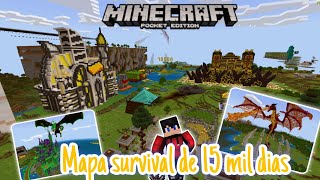 Download Mapa Survival no Minecraft Bedrock Mapa Survival de 15 Mil Dias Com Builds Gigantes [upl. by Odraccir605]