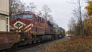 NS 4285 AC44C6M leads NS 28X with a fouled K5LA amp NS 8104 “Lehigh Valley” ES44AC trailing at MP29 [upl. by Akcired]