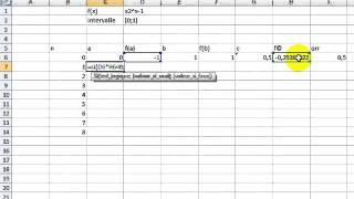 Analyse numérique  calcul de racine par méthode dichotomie excel [upl. by Rothstein]