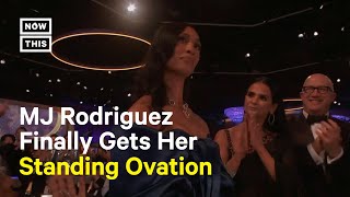 MJ Rodriguez Gets Standing Ovation as First Trans Actor to Win a Golden Globe [upl. by Schonfeld]