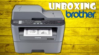 Unboxing Brother Laserdrucker printer  kopieren drucken scannen und faxen ein Multifunktionsgerät [upl. by Gustav]