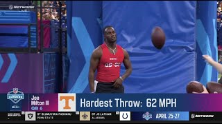 NFL Combine ARM MUTANT QB Joe Milton put on a CIRCUS EXHIBITION [upl. by Hanej34]