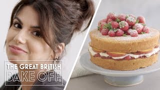 How to make Victoria Sponge Cake  Cake Recipe  The Great British Bake Off [upl. by Guimar154]