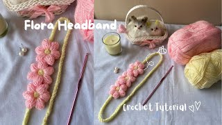 How to Crochet a Flora Headband  Easy BeginnerFriendly Tutorial 🌸✨ [upl. by Laenahtan]