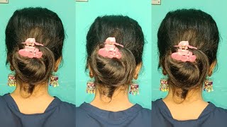 Easy And Beautiful Hairstyle For Short Hair Simple Hairstyle  Short Thin Hair Hairstyles For Sari [upl. by Alessig159]