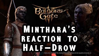 Baldurs Gate 3 Patch 9 HalfDrow Dialogue Mintharas Reaction to HalfDrow [upl. by Anerok904]