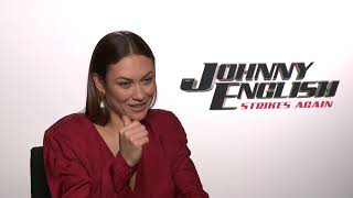 Olga Kurylenko JOHNNY ENGLISH 3 INTERVIEW [upl. by Bail]