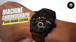 FOSSIL WATCH MACHINE FS5251SET CHRONOGRAPH DARK BROWN LEATHER  UNBOXING [upl. by Ahsael80]